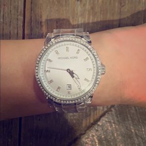 Michael Kors Clear Silver Watch with Crystals